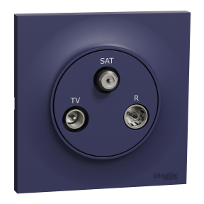 ODACE STYL - Kit Prise TV/SAT/R + plaque de finition, coloris Bleu Cobalt mat, fixation par vis
