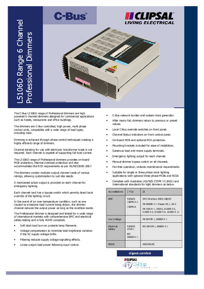 Data sheet for C-Bus L5106D Series 6 Channel Professional Leading Edge Dimmers