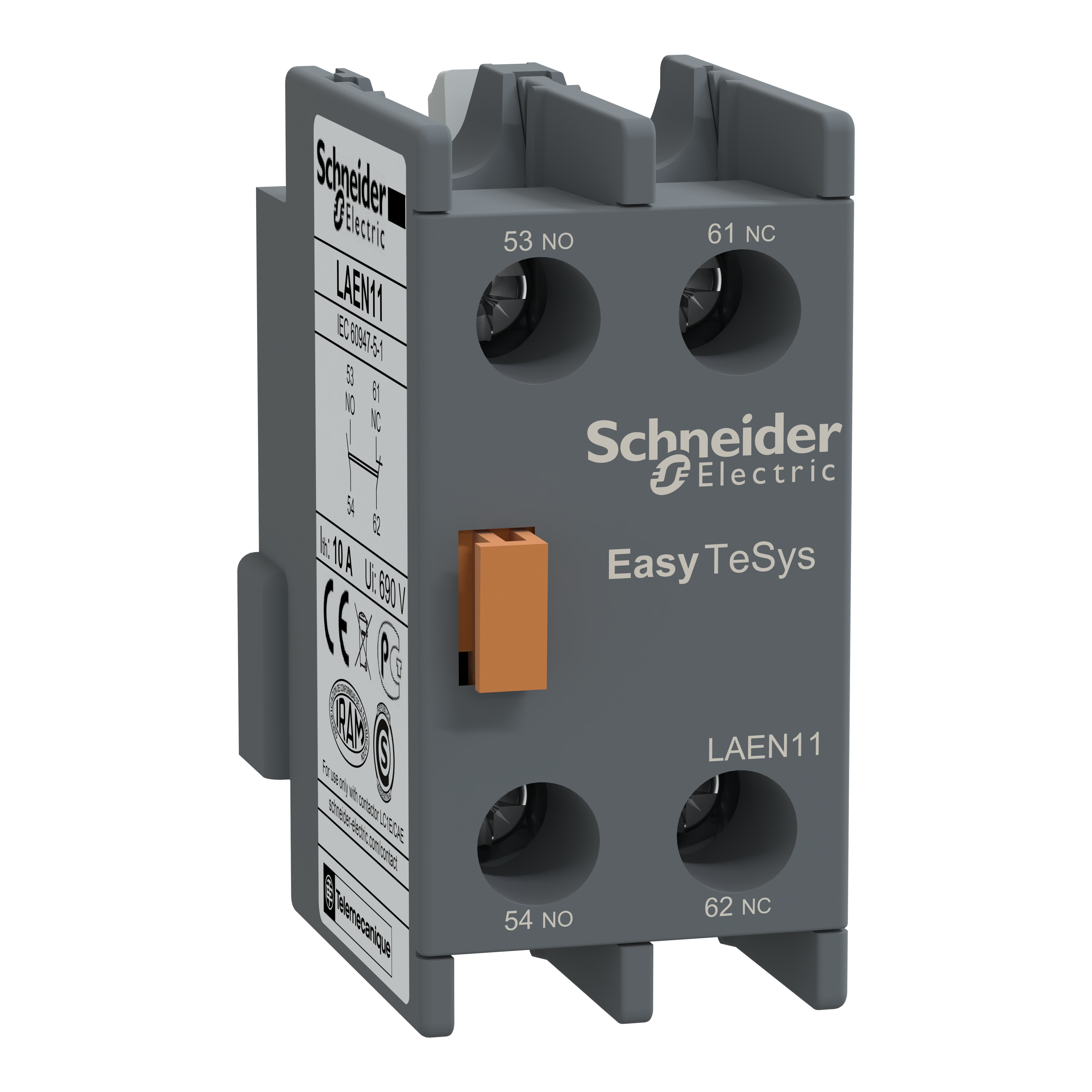 Auxiliary contact block,Easy TeSys Control,1NO+1NC,for LC1E/CAE
