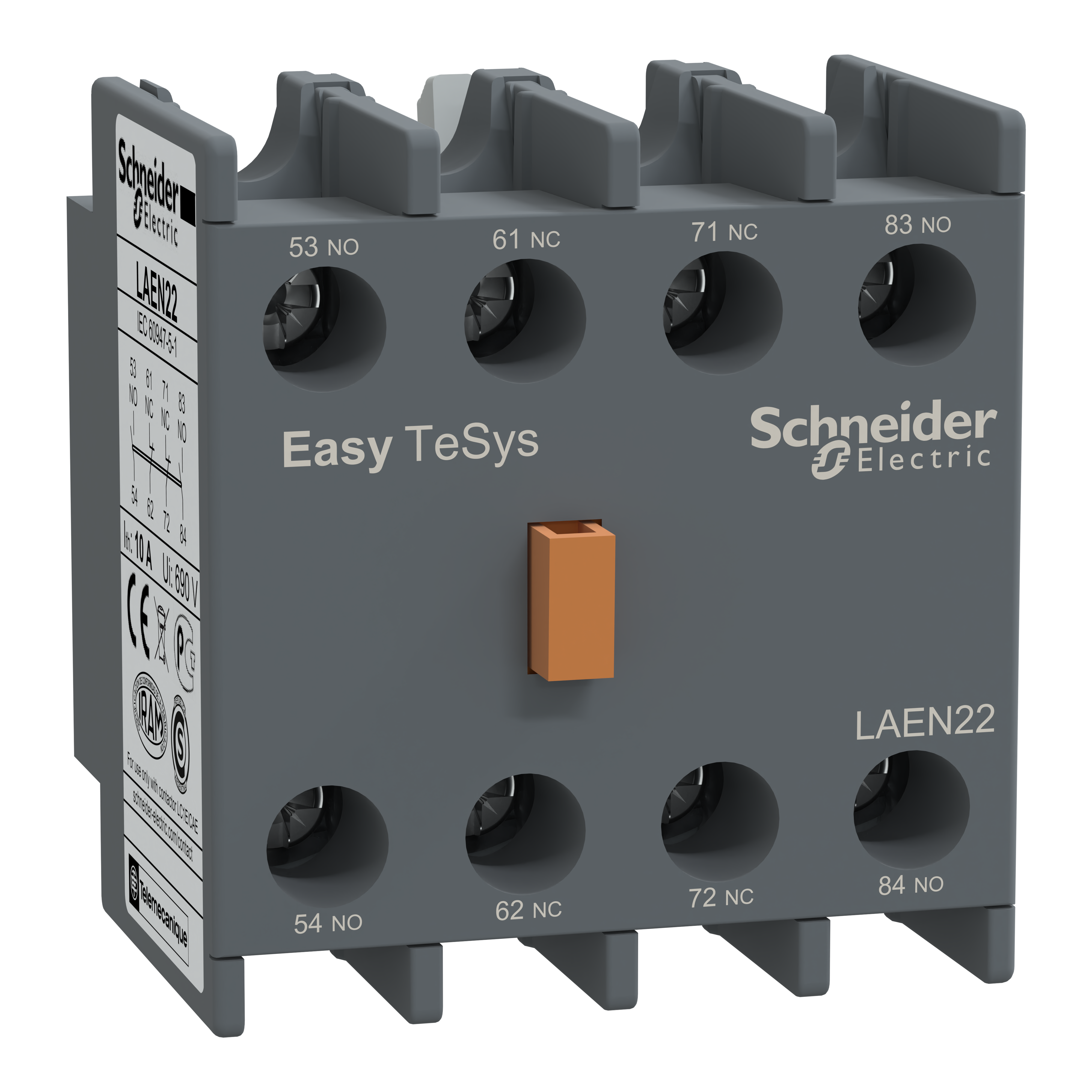 Auxiliary contact block,Easy TeSys Control,2NO+2NC,for LC1E/CAE