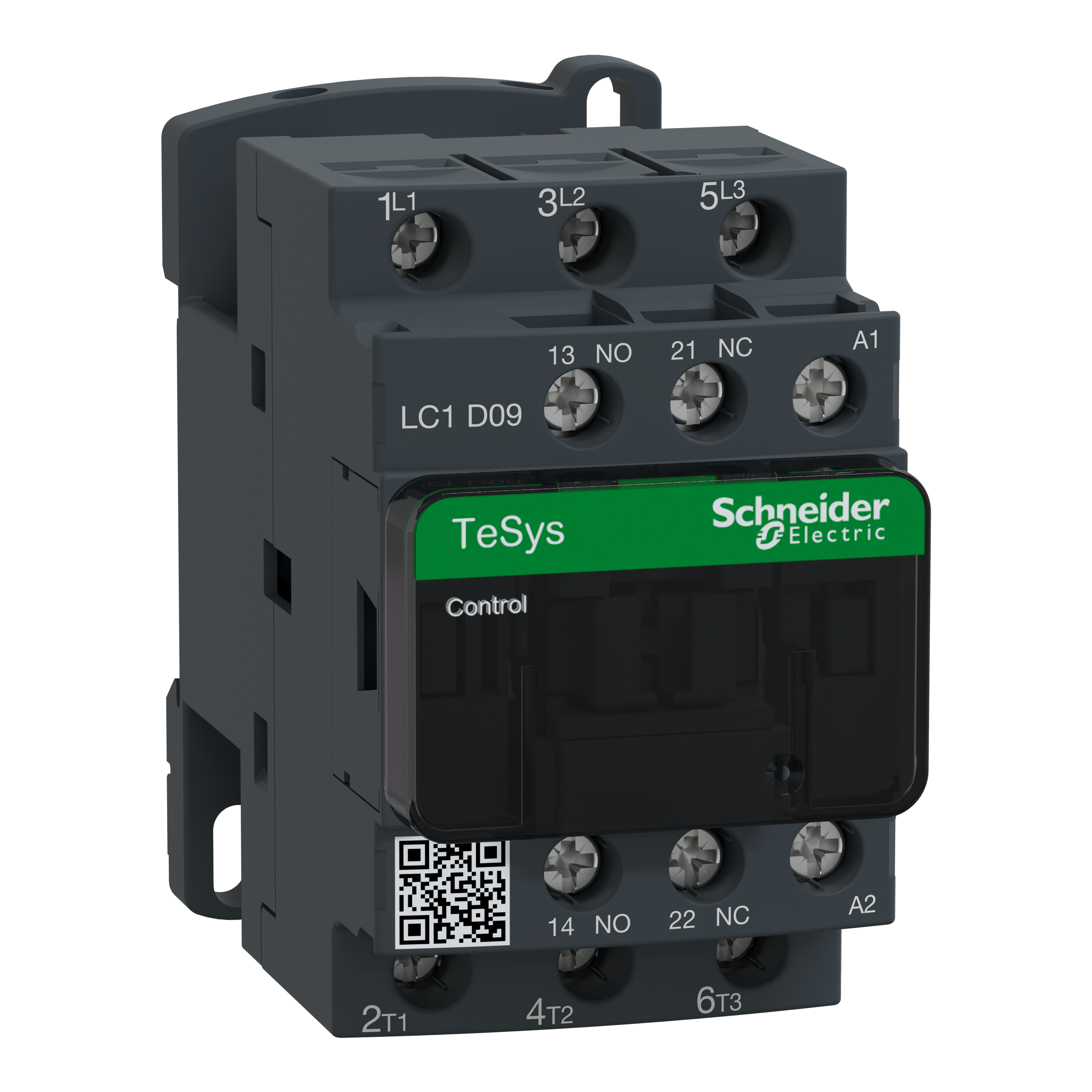 IEC contactor, TeSys Deca, nonreversing, 9A, 5HP at 480VAC, up to 100kA SCCR, 3 phase, 3 NO, 120VAC 50/60Hz coil, bulk pack