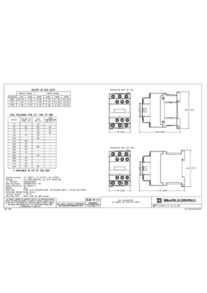 Technical drawing for IEC Contactor, 9-18a, 3 Pole, D-Line (TESYS)