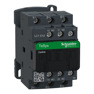 TeSys LC1D AC mágneskapcsoló, 5,5kW/12A (400V, AC3), csavaros csatlakozás,1Z+1NY,24VAC tekercsfeszültség, 50Hz - LC1D12B5