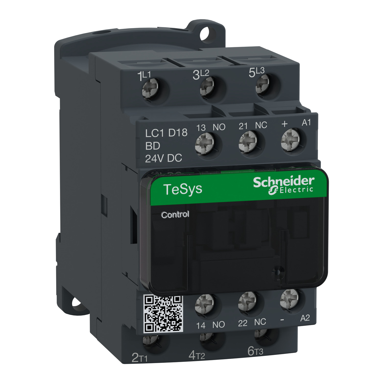 TeSys Deca contactor,3P(3NO),AC-3/AC-3e,<lt/>=440V 18A,24V DC coil