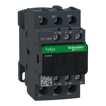 TeSys LC1D AC mágneskapcsoló, 11kW/25A (400V, AC3), csavaros csatlakozás, 1Z+1NY,24VAC tekercsfeszültség, 50Hz - LC1D25B5