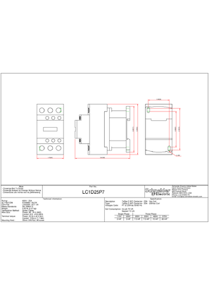 Technical drawing for LC1D25P7_CAD_DOC