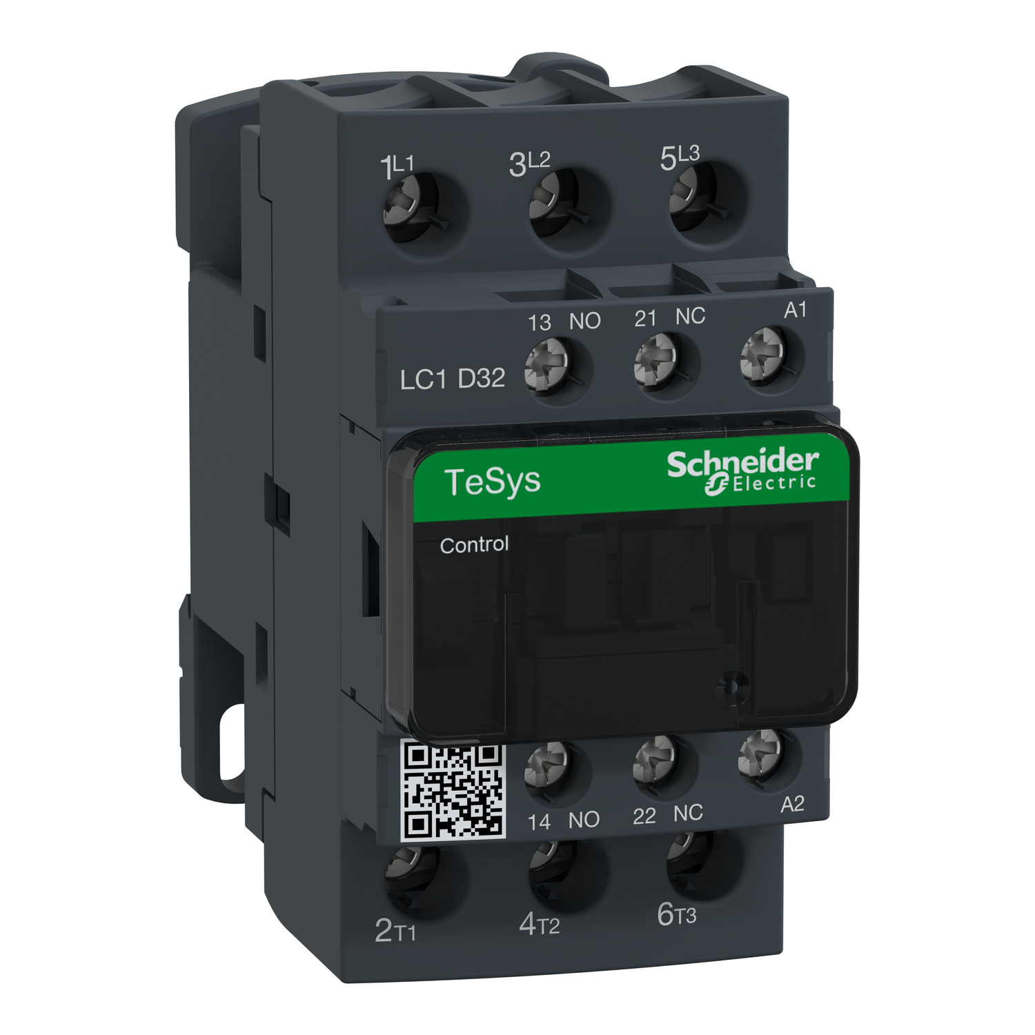 IEC contactor, TeSys Deca, nonreversing, 32A, 20HP at 480VAC, up to 100kA SCCR, 3 phase, 3 NO, 120VAC 50/60Hz coil, open