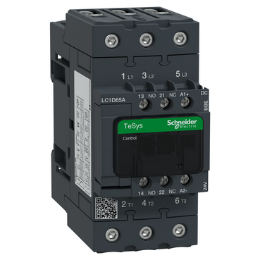 TeSys D, Contactor, TeSys Deca, 3P(3 NO), AC-3/AC-3e, 0 To 440V, 65A, 24VDC Coil, EverLink