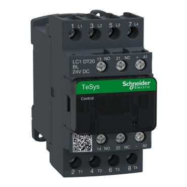 TeSys; TeSys Deca, Contactor, 4P(4 NO), AC-1, 0 To 440V, 20A, 24VDC Low Cons Coil