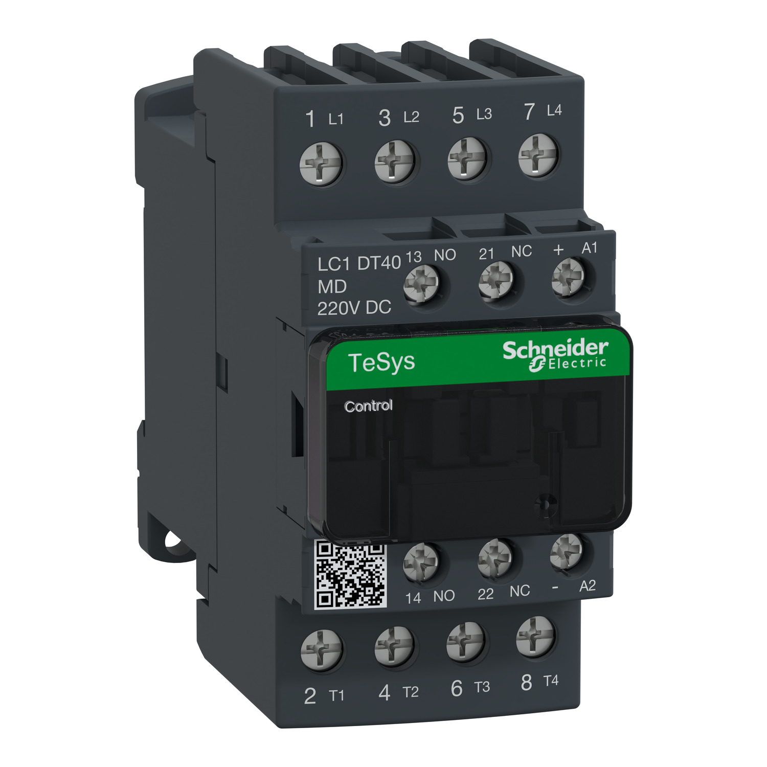 Kontaktor (mágneskapcsoló) 4-Z 220VDC 1-z 1-ny csavaros 40A/AC-1/400V TeSys LC1-DT Schneider