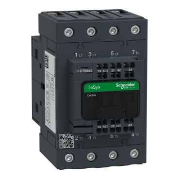 4 pólusú Everlink mágneskapcsoló AC1 415V 80A rugós vezérlő sorkapoccsal 48V AC 50/60Hz - LC1DT80A3E7