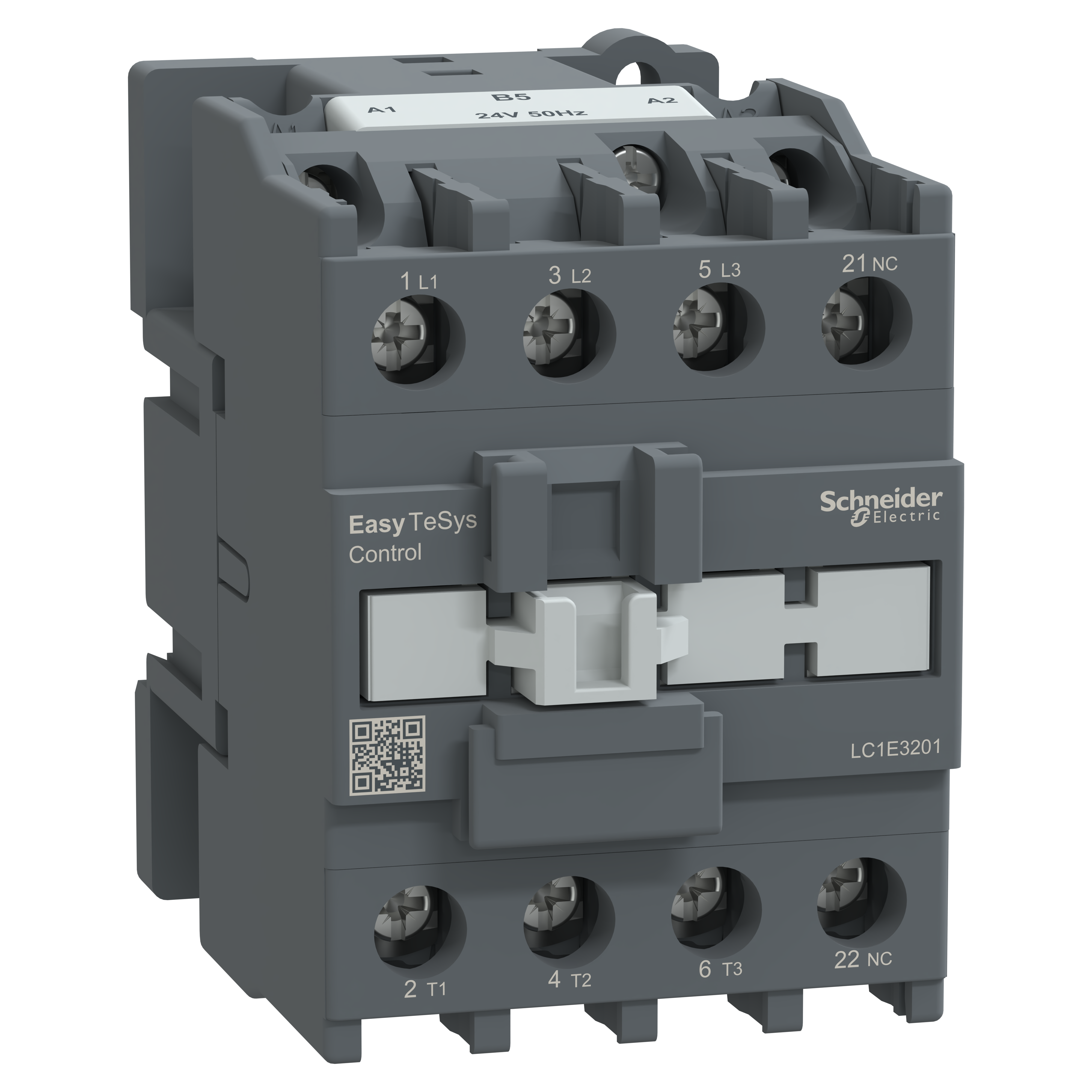 Contactor,Easy TeSys Control,LC1E,3P(3NO),AC-3,<=440V,32A,24V AC coil,50Hz,1NC auxiliary contact