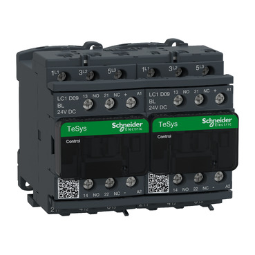 Kisfogy. DC, 4kW/9A (400V, AC3), csavaros csatlakozás, 1Z+1NY LC2D09BL