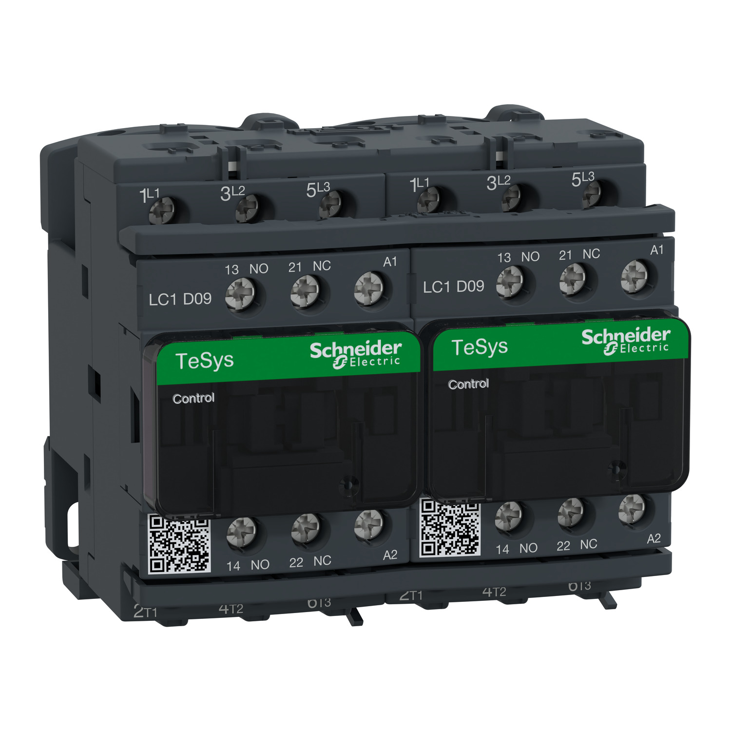 TeSys Deca IEC contactor, 9 A, 3 P, 5 HP at 480 VAC, reversing, 120 VAC 50/60 Hz coil