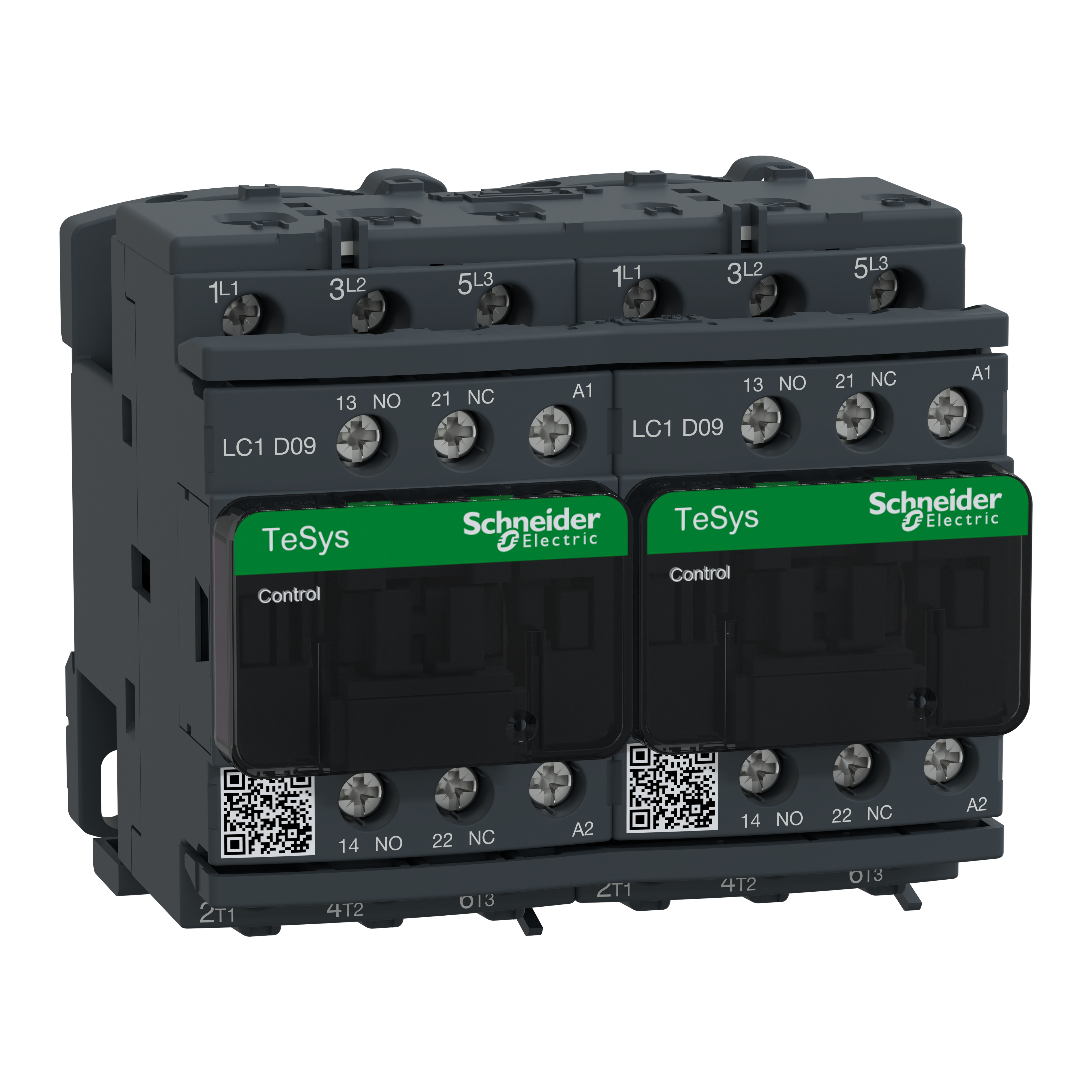 TeSys Deca IEC contactor, 9 A, 3 P, 5 HP at 480 VAC, reversing, 120 VAC 50/60 Hz coil