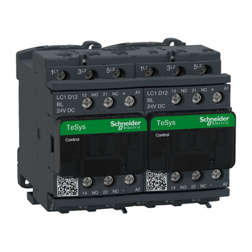 Kisfogy. DC, 5,5kW/12A (400V, AC3), csavaros csatlakozás, 1Z+1NY LC2D12BL