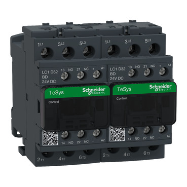 DC irányváltó, 15kW/32A (400V, AC3), csavaros csatlakozás, 1Z+1NY LC2D32BD