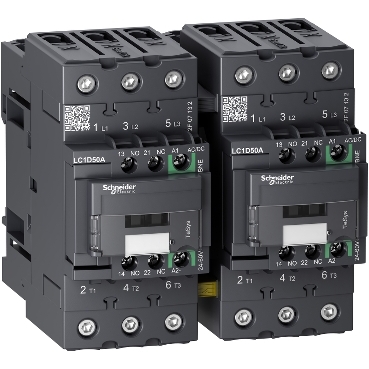 TeSys D, Reversing Contactor, TeSys Deca, 3P(3 NO), AC-3, 0 To 440V, 50A, 24 To 60VAC/DC Coil