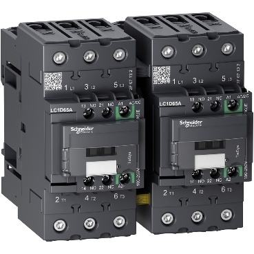 TeSys D, Reversing Contactor, TeSys Deca, 3P(3 NO), AC-3, 0 To 440V, 65A, 100 To 250VAC/DC Coil