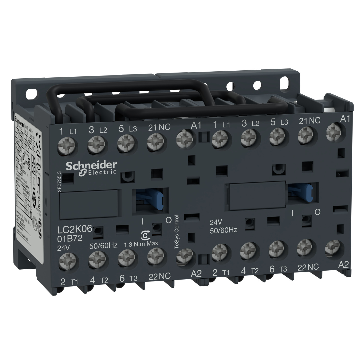 Kontaktorkombináció (mágneskapcsoló) irányváltó 2.2kW/400VAC-3 24VAC csavaros TeSys LC2-K Schneider