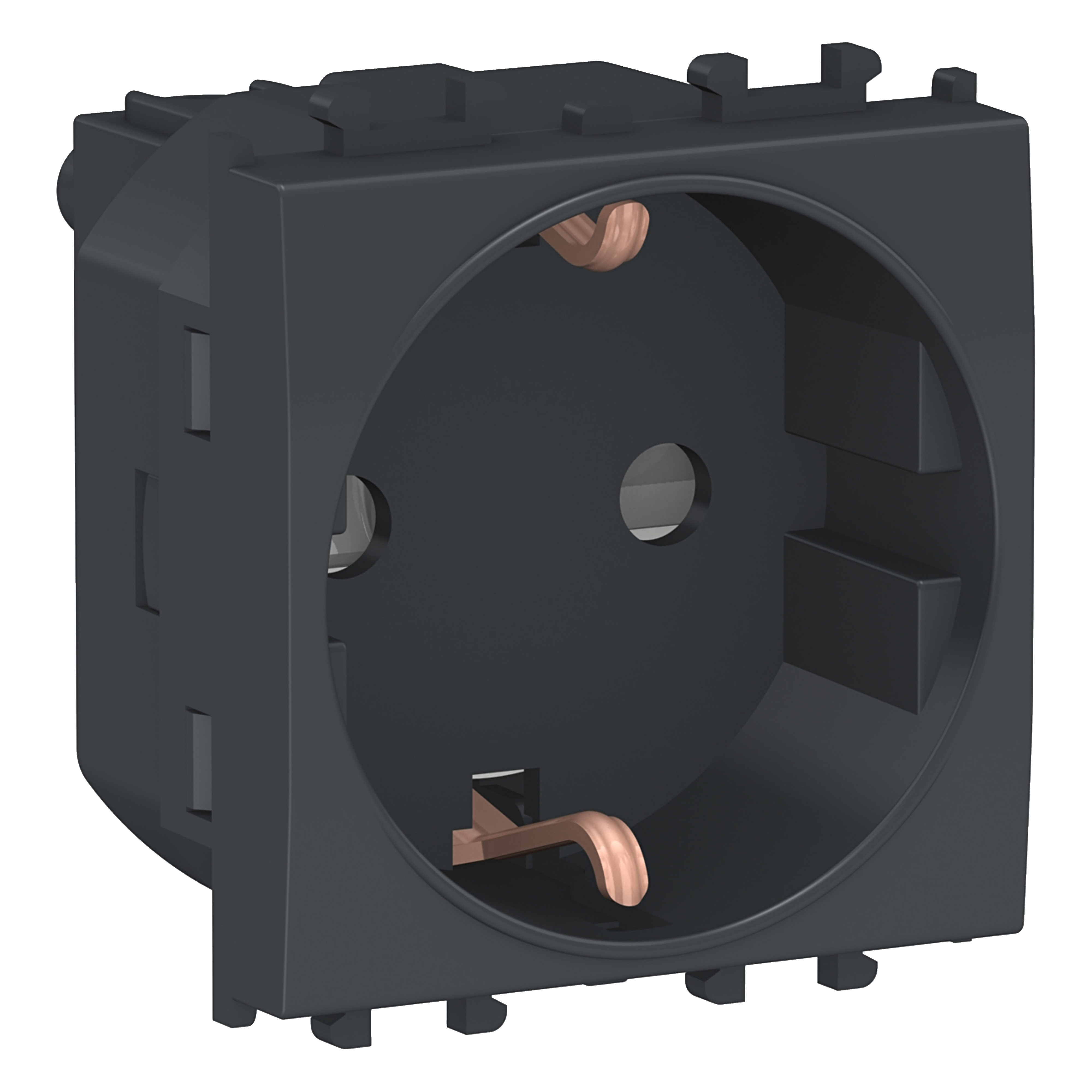 Easy Styl, socket-outlet, 2P + E with shutters, 2 modules, black