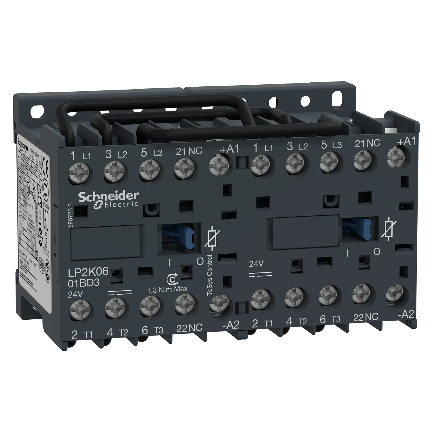 Kontaktorkombináció (mágneskapcsoló) irányváltó 2.2kW/400VAC-3 24VDC csavaros TeSys LP2-K Schneider