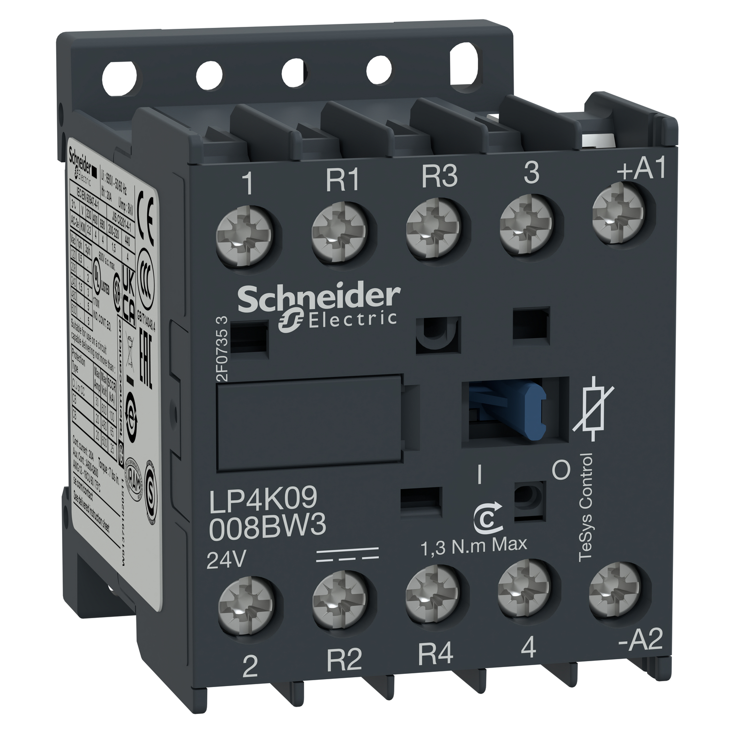 Kontaktor (mágneskapcsoló) 2-Z 2-Ny 24VDC csavaros 20A/AC-1/400V TeSys LP4-K Schneider