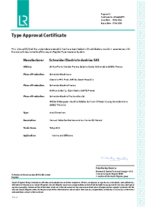 Marine Type Approval Certificate_TeSys GV_GV2L&GV2ME&GV2P&GV2RT