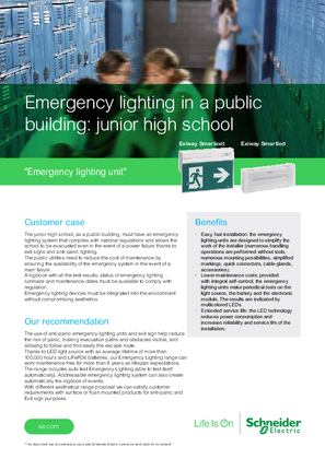Emergency lighting in a public building: junior high school