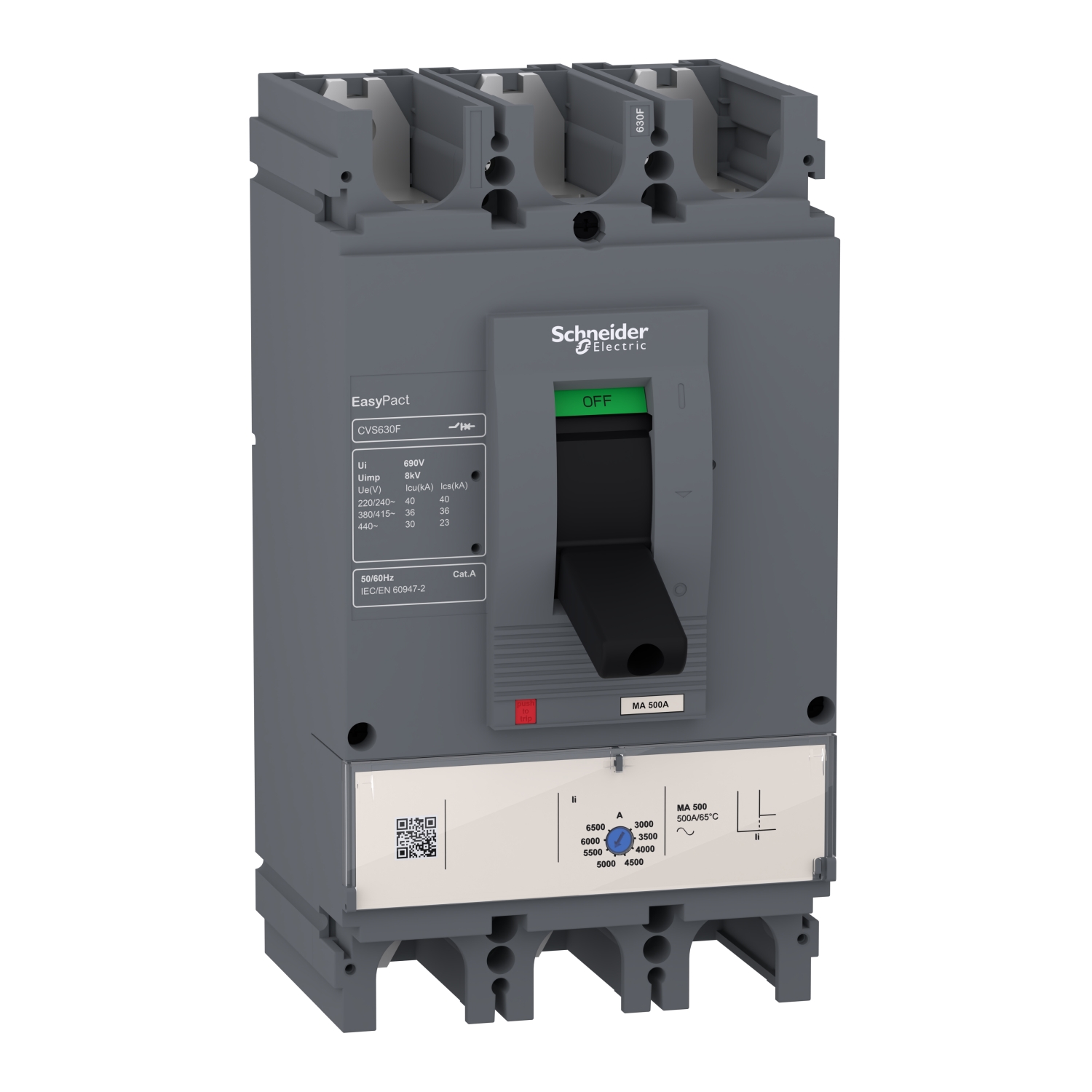 Motorvédő megszakító 3P3D 36kA fix mágneses csavaros EasyPact CVS400F MA-320A Schneider
