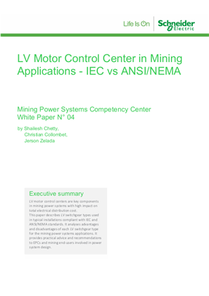 LV Motor Control Center in Mining Applications 