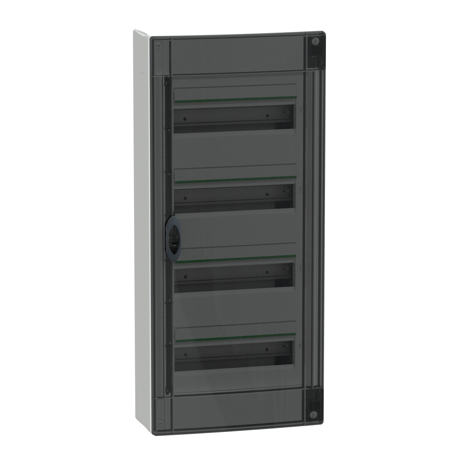 Kiselosztó PE/N-sín 90A 4x 13M falonkívüli fehér IP40 átlátszó teli ajtó PrismaSeT XS Schneider