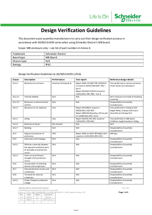 MB Empty Enclosure - PZC-1225 - Design Verification Guidelines to AS/NZS 61439.1:2016