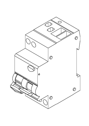 RCBO ELE commercial 1PN 2 modules; Max 4; Clipsal - 3D CAD
