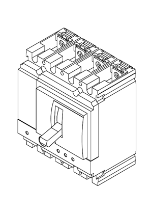 Circuit breaker Compact NSX160-250 4P H/70kA with Micrologic 4.2 Vigi 160A - 3D CAD