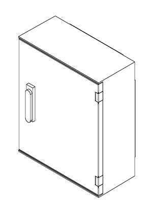 Thalassa PLM - Wall-mounting in polyester plain door 3-point closure 530x430x200 - 3D CAD