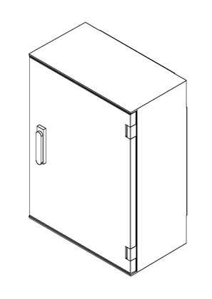Thalassa PLM - Wall-mounting in polyester plain door 3-point closure 747x536x300 - 3D CAD