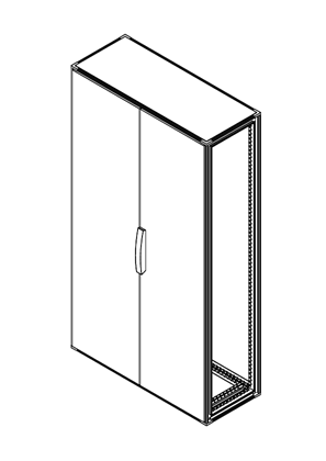 Spacial SF - 2 plain doors without mounting plate H1800xW1000xD400 - 3D CAD