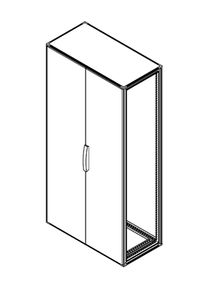 Spacial SF - 2 plain doors without mounting plate H2000xW1000xD500 - 3D CAD