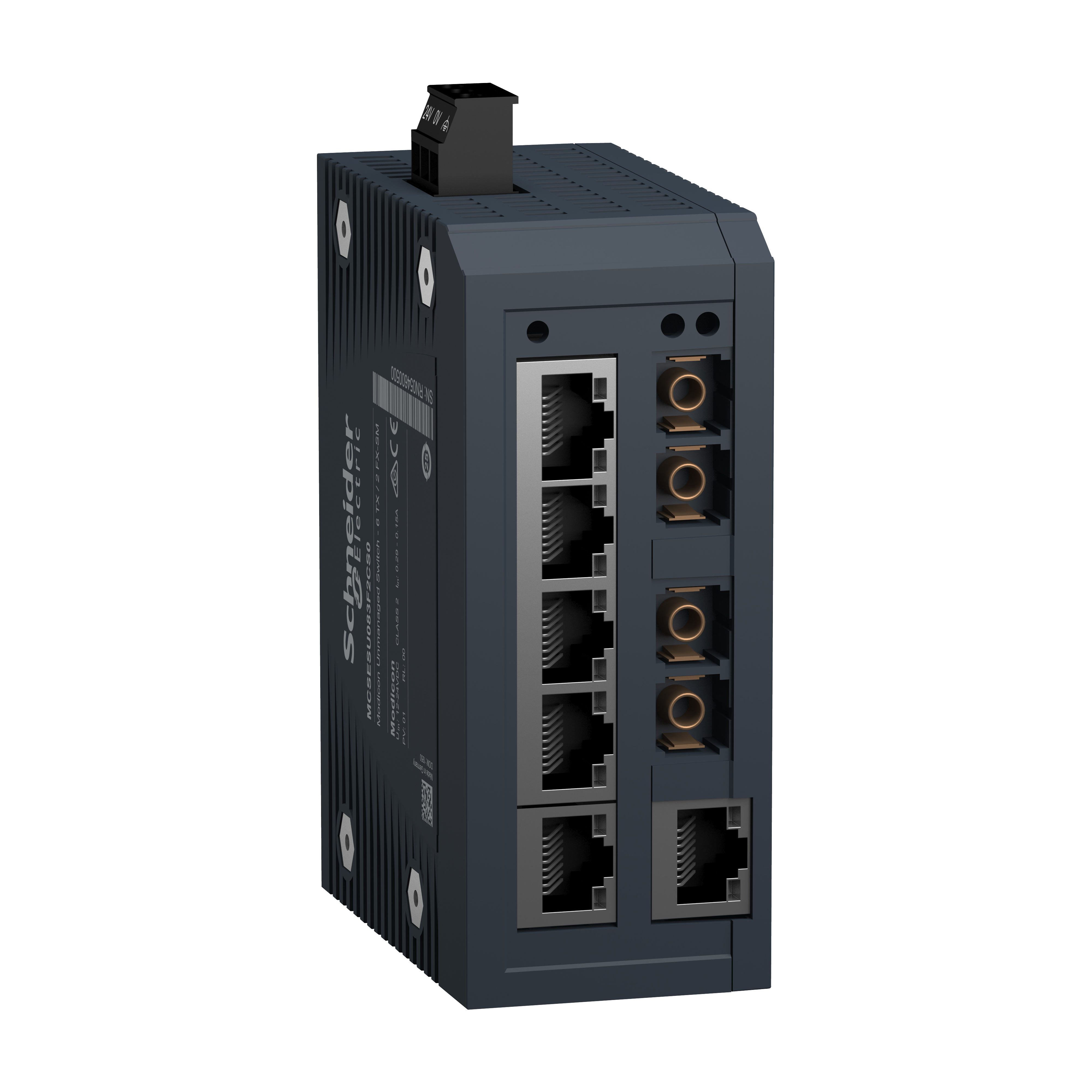 Modicon Standard Unmanaged Switch - 6 ports for copper + 2 ports for single-mode fiber optic