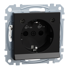 SCHUKO-Steckdose mit Lichtauslass, LED-Beleuchtungs-Modul, Berührungsschutz, Steckklemmen, schwarz matt, System M
