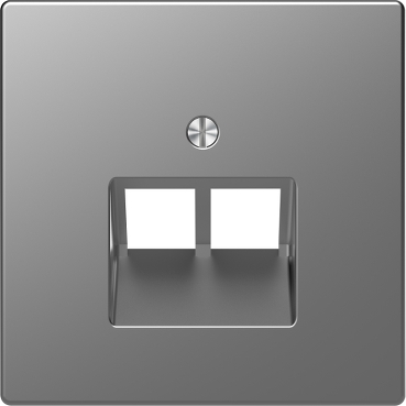 MERTEN Fedlap, 2xRJ45 aljzathoz, D-Life, acél színű, MTN4522-6036