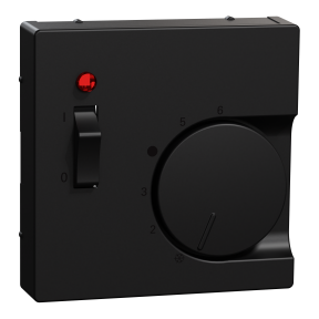 Zentralplatte für Raumtemperaturregler-Einsatz mit Schalter, schwarz mattt, System M