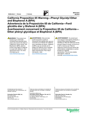 California Proposition 65 Warning—Phenyl Glycidyl Ether and Bisphenol A (BPA)