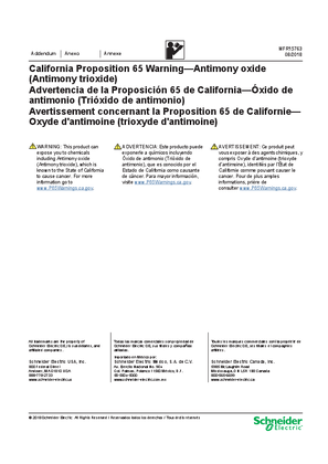 Avertissement concernant la Proposition 65 de Californie—Oxyde d'antimoine (trioxyde d'antimoine)