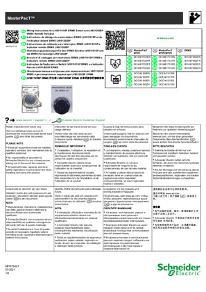 MasterPacT MTZ Instructions de câblage du commutateur ERMS LV851101SP et de l’indicateur distant ERMS LV851202SP directives d'utilisation