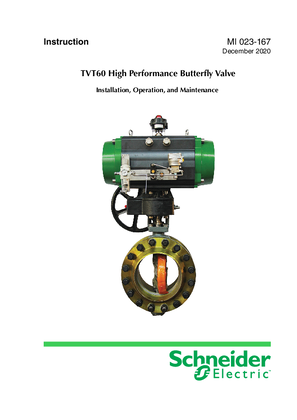 TVT60 High Performance Butterfly Valve Installation, Operation, and Maintenance