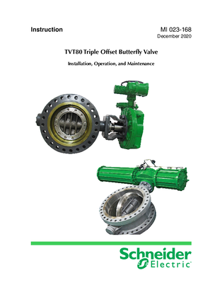 TVT80 Triple Offset Butterfly Valve Installation, Operation, and Maintenance