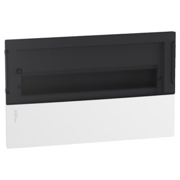 RESI9 MP Kiselosztó, füstszínű átlátszó ajtó, süllyesztett, 1x18 modul, PEN sín, komplett, fehér - MIP22118S
