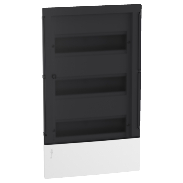 RESI9 MP Kiselosztó, füstszínű átlátszó ajtó, süllyesztett, 3x12 modul, PEN sín, komplett, fehér - MIP22312S